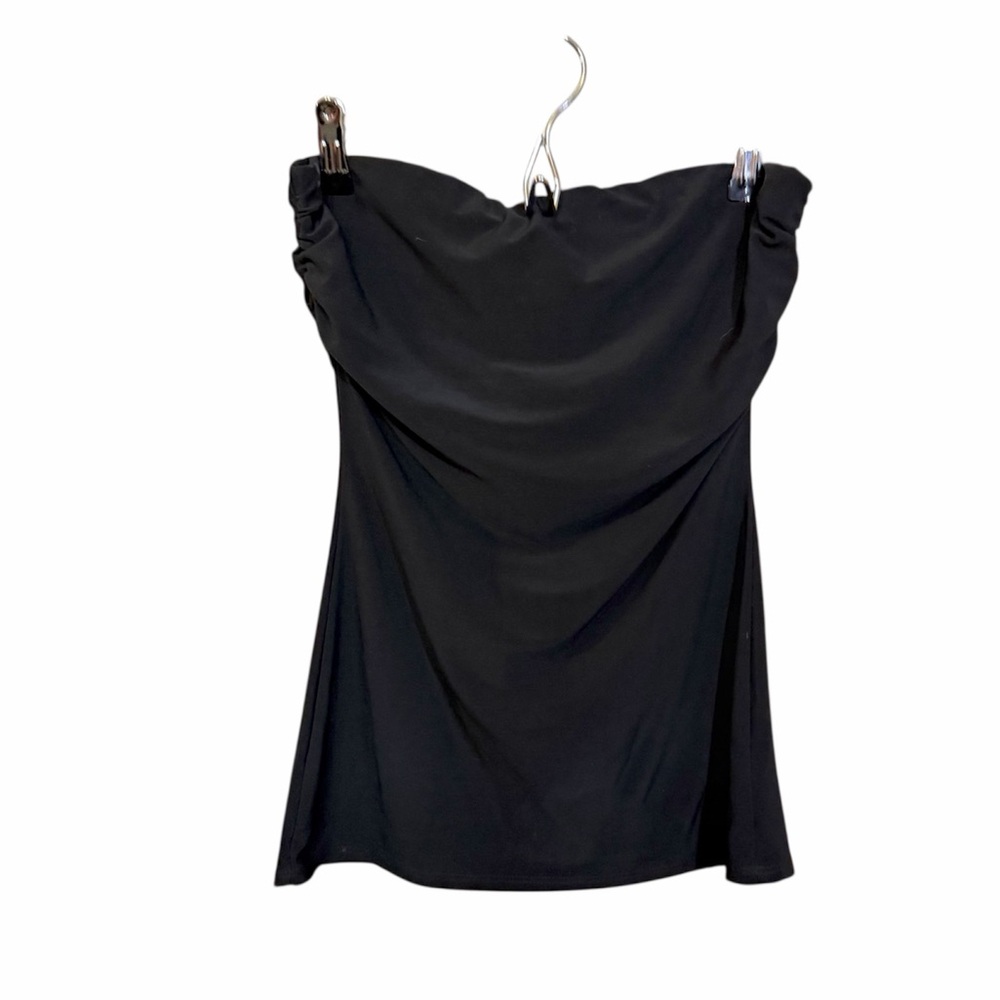 Charlotte Russe Black Tube Top with Rouched Sides & Built in Bra Shelf Bra Sz S